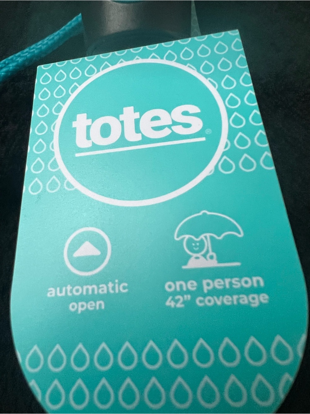 Totes Doggie Print Umbrella in Teal Blue with Animal Print - Picture 6 of 6